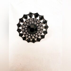 Black Rhinestones ring one size fits all